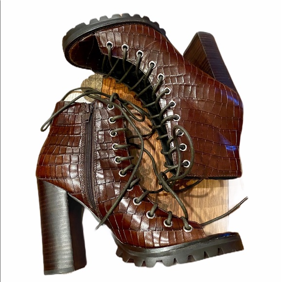 FREE PEOPLE Jeffrey Campbell Palermo Lace Up Heels - Picture 2 of 12